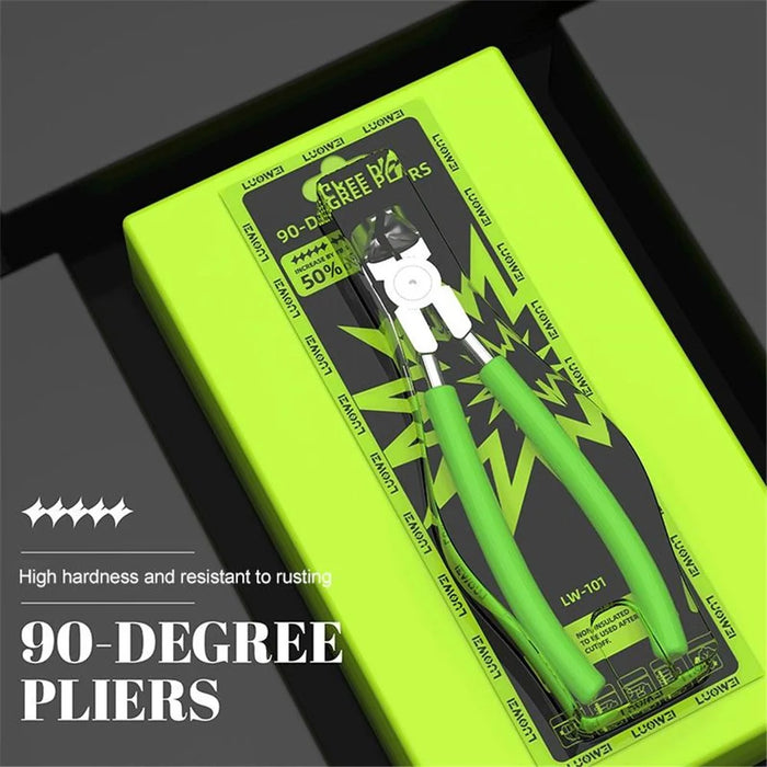LUOWEI LW-101 90 Degree Angled Pliers Precision Cutting Tool for Electronics Repair PCB Maintenance - Green - 5