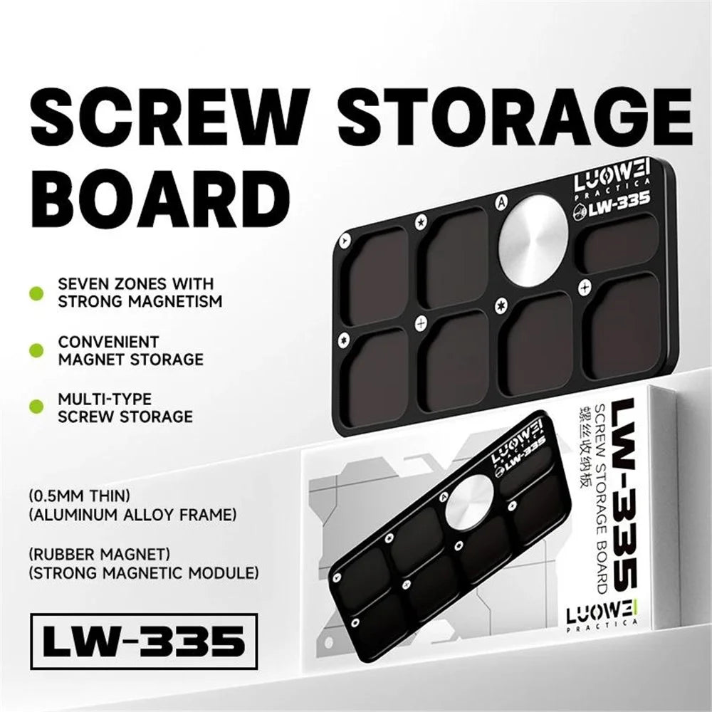 LUOWEI LW-335 7-Zone Aluminum Alloy Magnetic Screw Storage Board Organizer Tray for Repair Tool - Black - 2