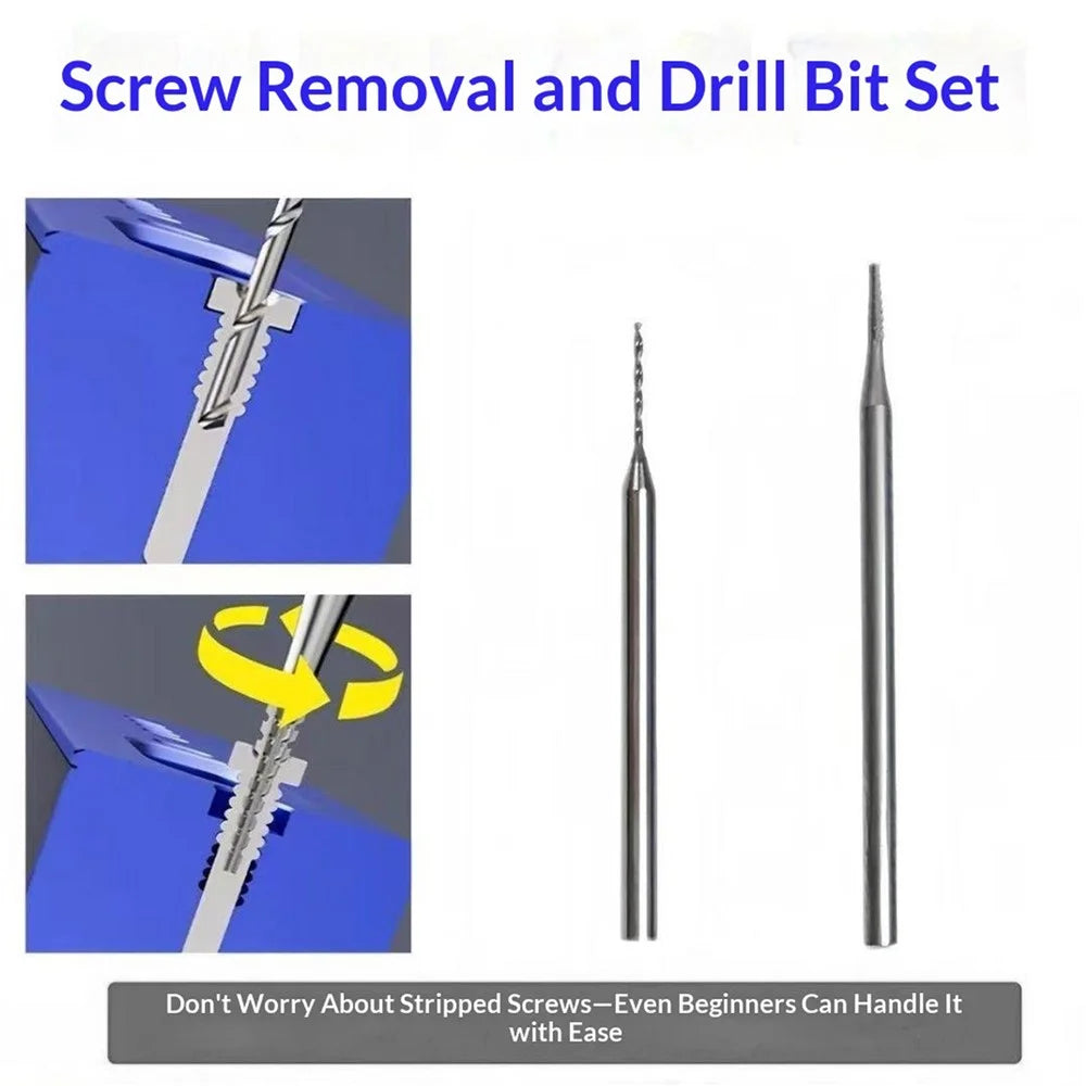 BEST 2Pcs Stripped Screw Removal Drill Bit Set Extractor Tool for Phone Electronics Repair - 3