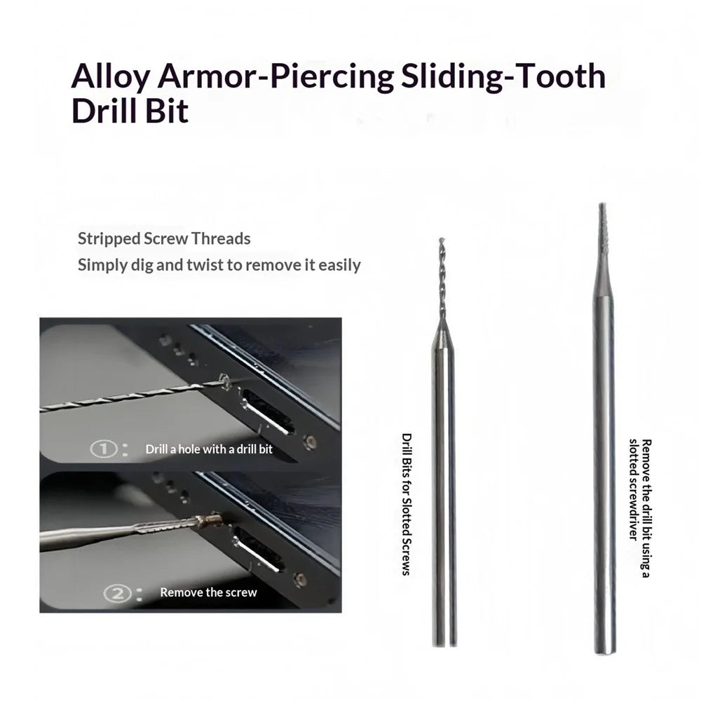 BEST 2Pcs Stripped Screw Removal Drill Bit Set Extractor Tool for Phone Electronics Repair - 4