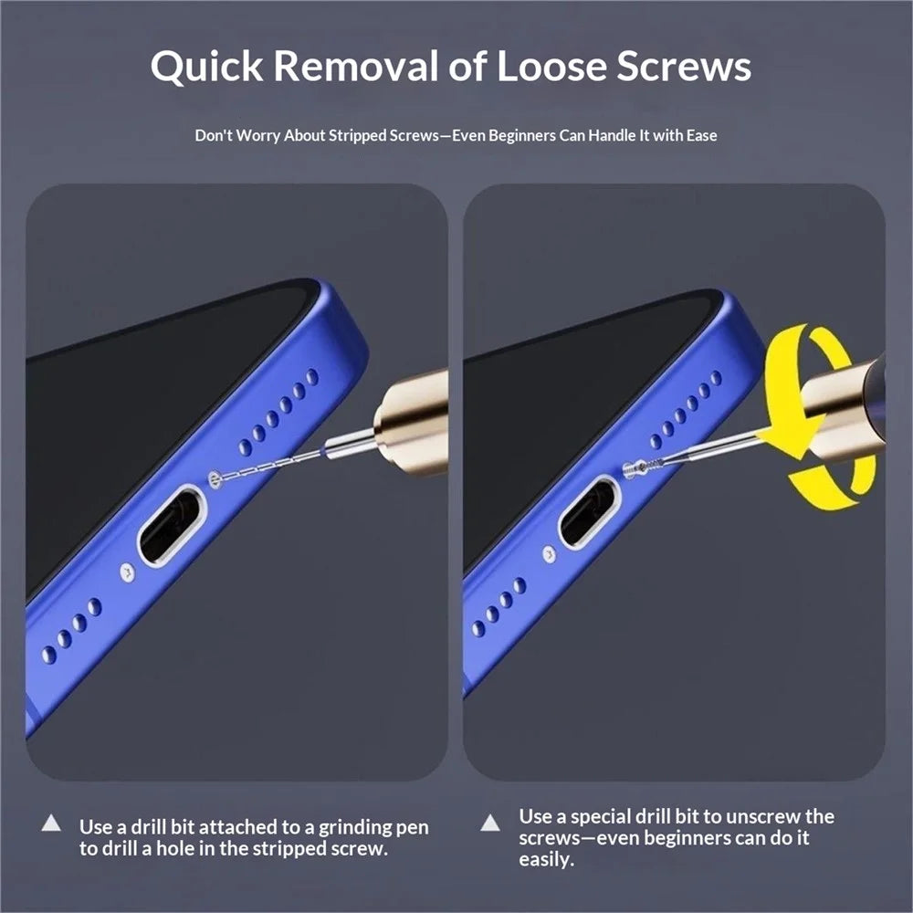 BEST 2Pcs Stripped Screw Removal Drill Bit Set Extractor Tool for Phone Electronics Repair - 7