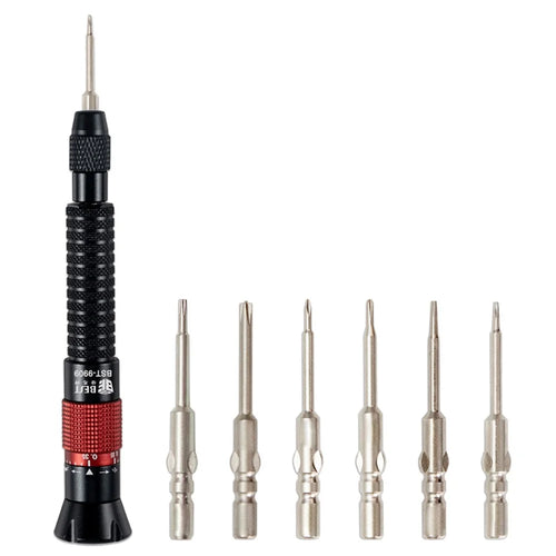 BEST BST-9909 7 in 1 Adjustable Torque Screwdriver Set S2 Steel Bits Aluminum Handle for Electronics Repair - 1