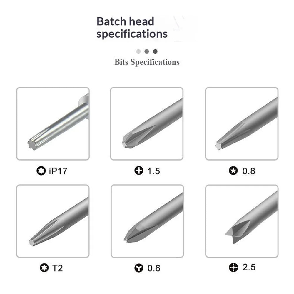 BEST BST-9909 7 in 1 Adjustable Torque Screwdriver Set S2 Steel Bits Aluminum Handle for Electronics Repair - 7