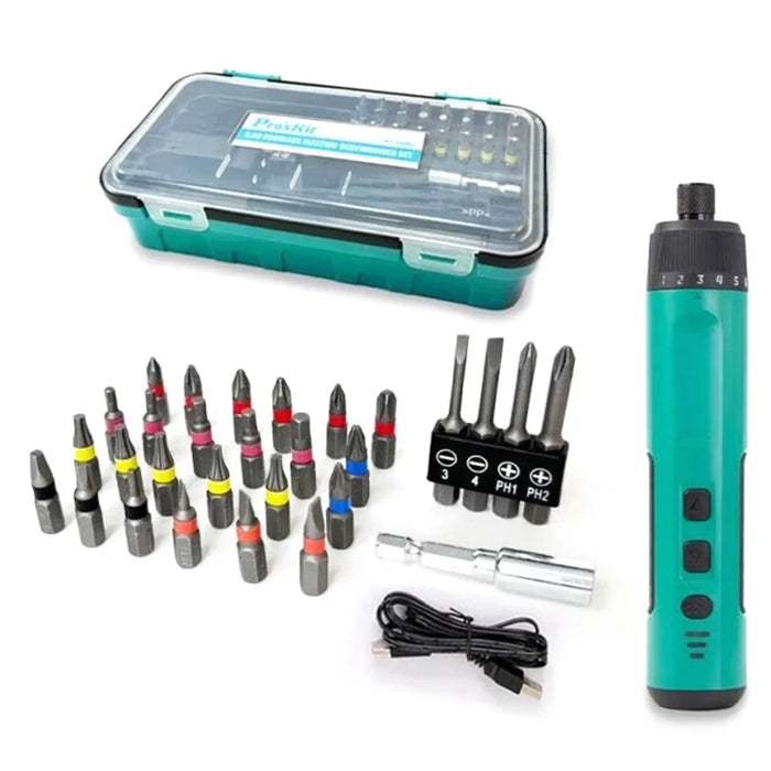 PRO'SKIT PT-1366U 3.6V USB Electric Screwdriver Set 7+1 Torque Gear Maintenance Tool for PC Repair DIY - 1