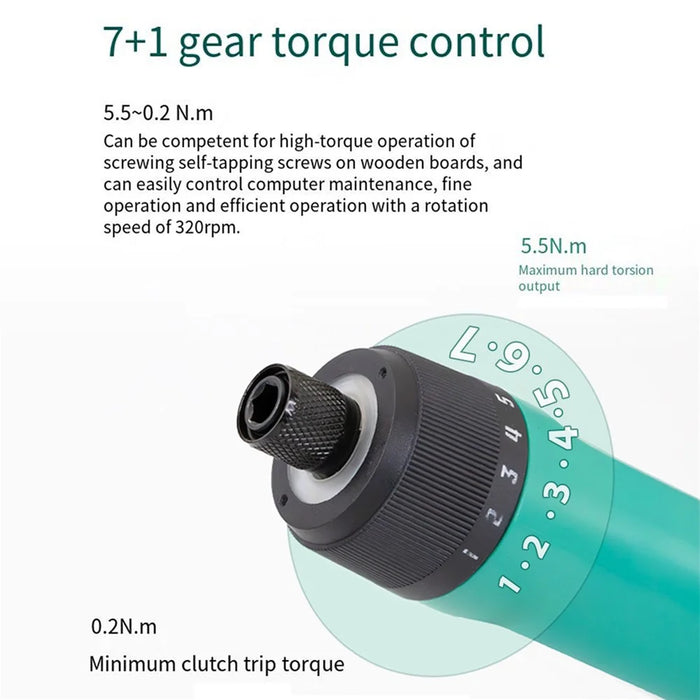 PRO'SKIT PT-1366U 3.6V USB Electric Screwdriver Set 7+1 Torque Gear Maintenance Tool for PC Repair DIY - 4