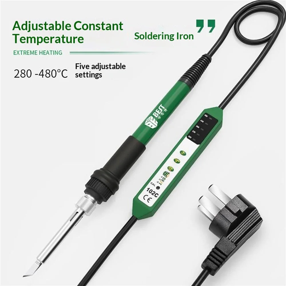 BEST BST-102C Electric Soldering Iron 280-480℃ 5-Level Temperature Control Ceramic Heater Anti-static for Electronics - EU Plug - 2