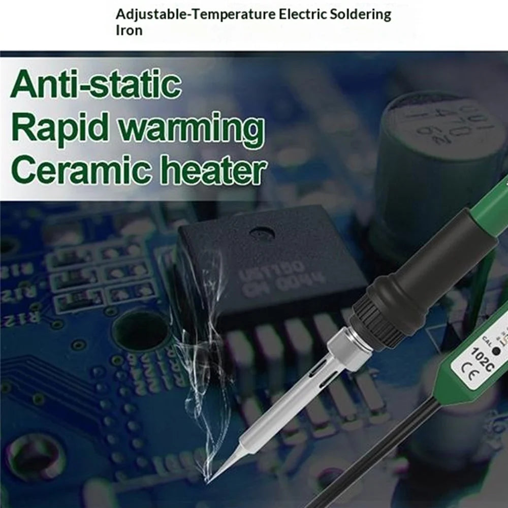 BEST BST-102C Electric Soldering Iron 280-480℃ 5-Level Temperature Control Ceramic Heater Anti-static for Electronics - EU Plug - 5