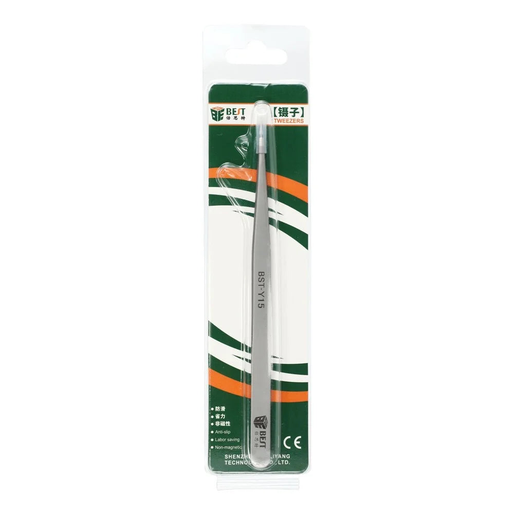 BEST BST-Y15 Precision Tweezers Stainless Steel Non-magnetic Anti-slip for Electronics Repair - 5