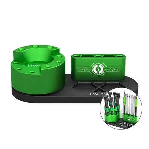 LUOWEI LW-316 Phone Repair Tool Organizer Rack 9-Hole Rotating Screwdriver Stand with Magnetic Storage for Electronics - 2