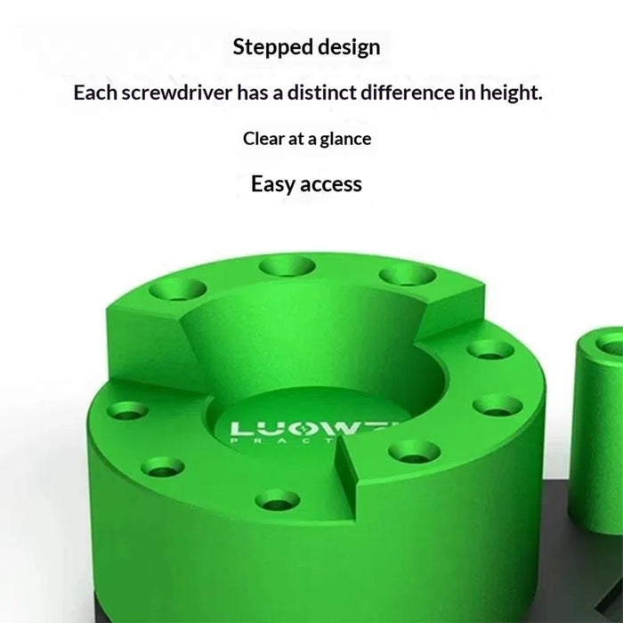 LUOWEI LW-316 Phone Repair Tool Organizer Rack 9-Hole Rotating Screwdriver Stand with Magnetic Storage for Electronics - 4