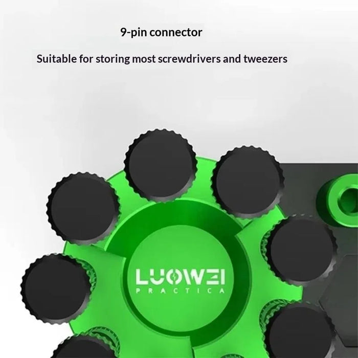 LUOWEI LW-316 Phone Repair Tool Organizer Rack 9-Hole Rotating Screwdriver Stand with Magnetic Storage for Electronics - 6