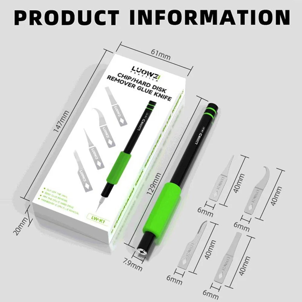 LUOWEI LW-K1 4 in 1 Motherboard CPU IC Glue Removal Repair Knife Set for Phone Electronics - 7