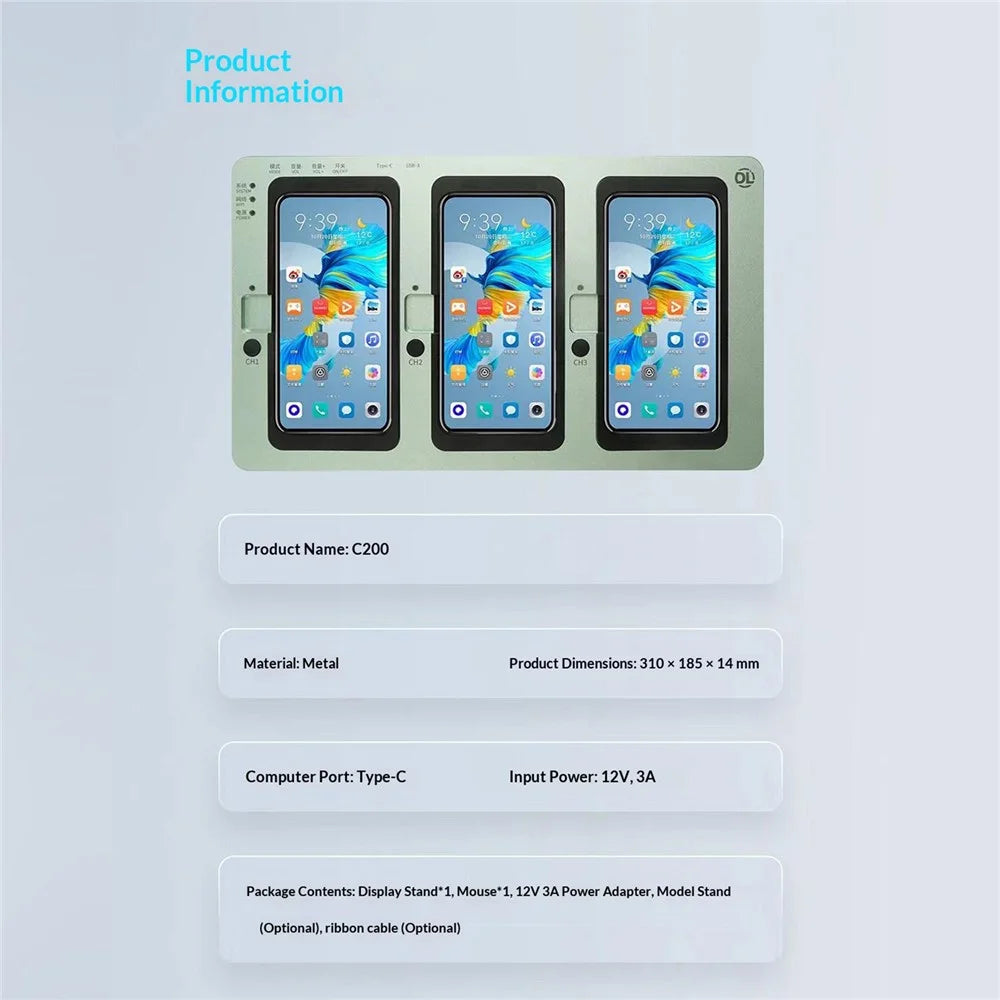 DLN C200 Multi-Channel LCD Tester Supports Touchscreen OLED TFT Screen Comparator for iPhone X - 15 Plus - 6