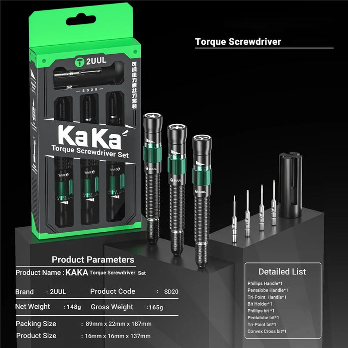 2UUL SD20 KAKA Torque Screwdriver Set 3 Handles 4 Bits Adjustable Torque Screwdriver for Phone Repair - 6
