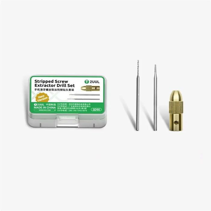 2UUL SD90 Stripped Screw Extractor Drill Set Carbide Tungsten Steel Bits for Phone Repair - 6