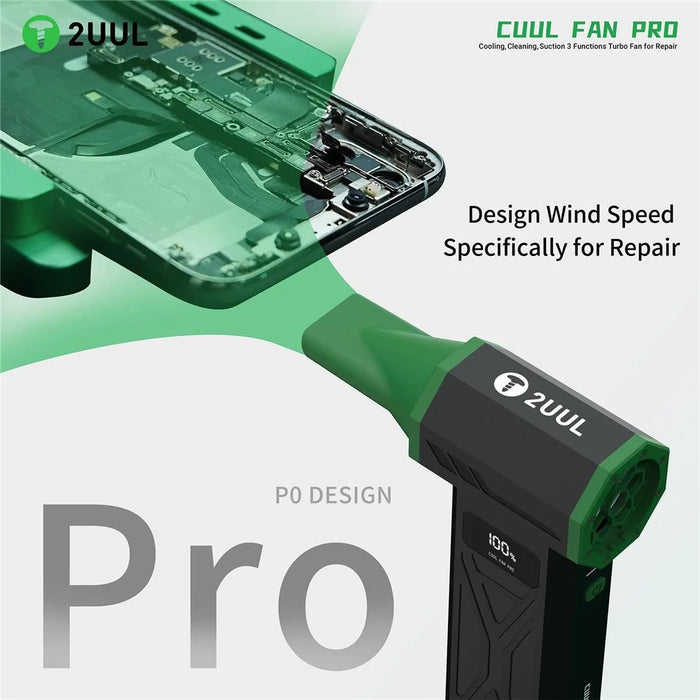 2UUL DA970 Cuul Fan Vac Pro 3 in 1 Turbine Fan Kit 130000RPM Cooling Cleaning Vacuum for Electronics Repair - Black - 4