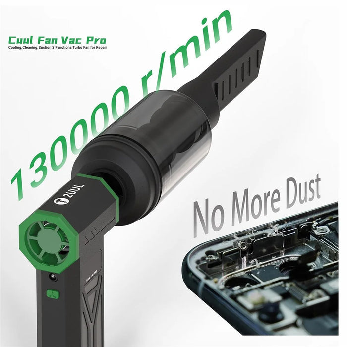 2UUL DA970 Cuul Fan Vac Pro 3 in 1 Turbine Fan Kit 130000RPM Cooling Cleaning Vacuum for Electronics Repair - Black - 6