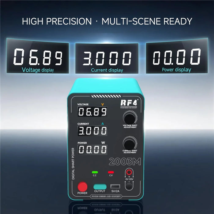 RF4 2003M Regulated Power Supply 60W 0-15V 0-3A Adjustable Voltage Current with USB Output - EU Plug - 4