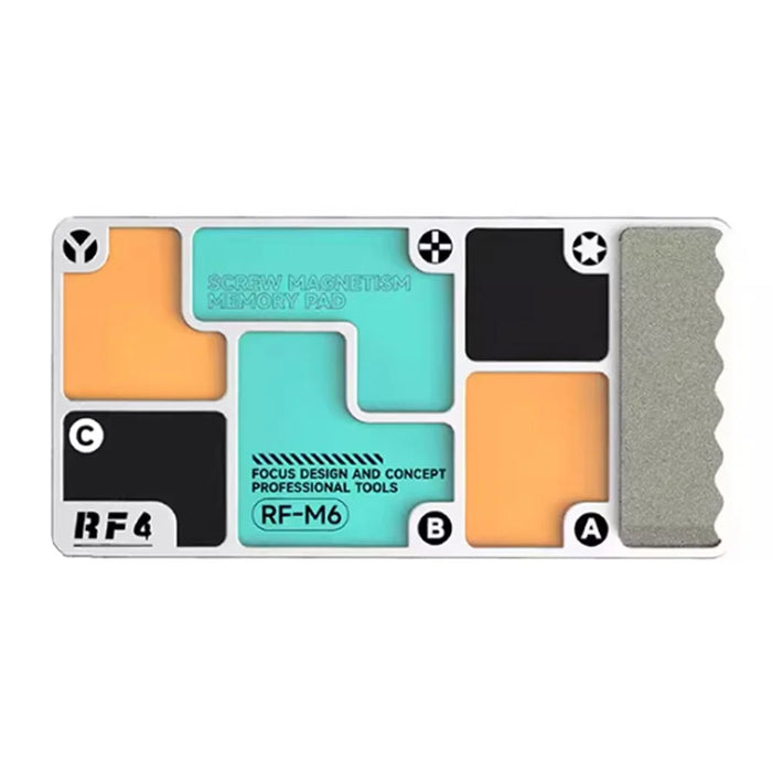 RF4 RF-M6 Magnetic Screw Organizer Board 6-Zone Storage Pad with Sharpening Stone for Phone PC Repair - 1
