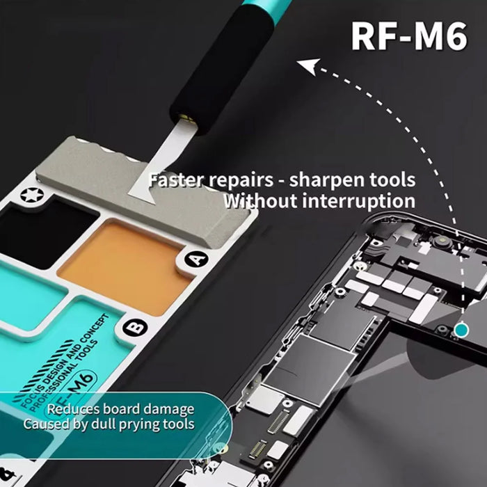 RF4 RF-M6 Magnetic Screw Organizer Board 6-Zone Storage Pad with Sharpening Stone for Phone PC Repair - 4