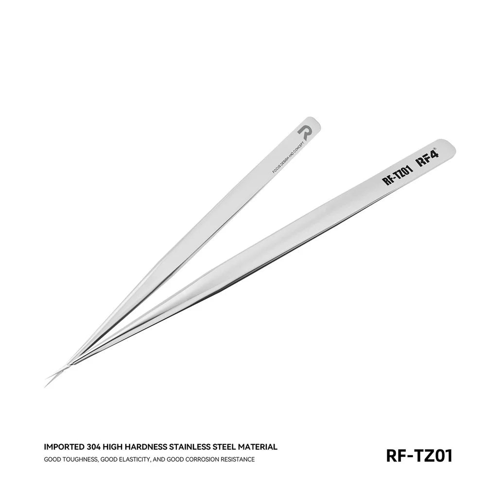 RF4 RF-TZ01 Ultra-Sharp Precision Stainless Steel Tweezers HRC40 Hardness Tweezers for Electronics Repair - 2