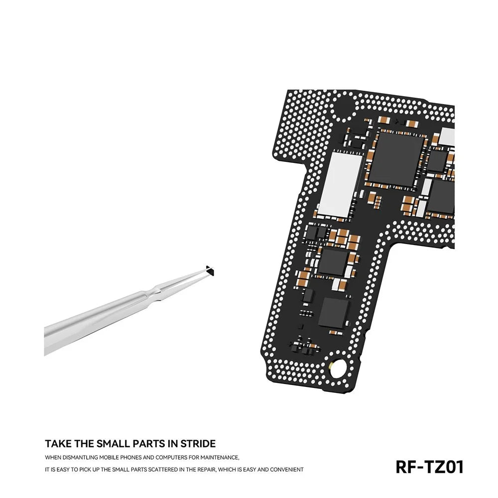 RF4 RF-TZ01 Ultra-Sharp Precision Stainless Steel Tweezers HRC40 Hardness Tweezers for Electronics Repair - 4