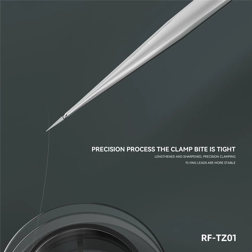 RF4 RF-TZ01 Ultra-Sharp Precision Stainless Steel Tweezers HRC40 Hardness Tweezers for Electronics Repair - 5