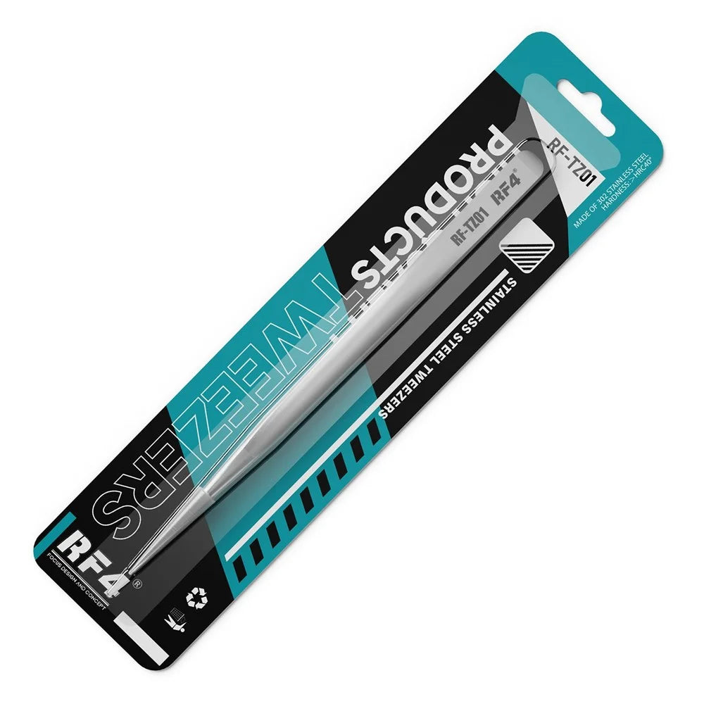 RF4 RF-TZ01 Ultra-Sharp Precision Stainless Steel Tweezers HRC40 Hardness Tweezers for Electronics Repair - 6