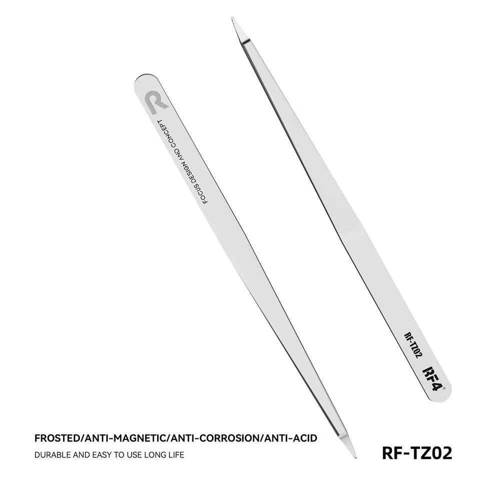 RF4 RF-TZ02 High Precision Tweezers Anti-Magnetic Stainless Steel Fine Tip Tweezers for PCB Electronics Repair - 2