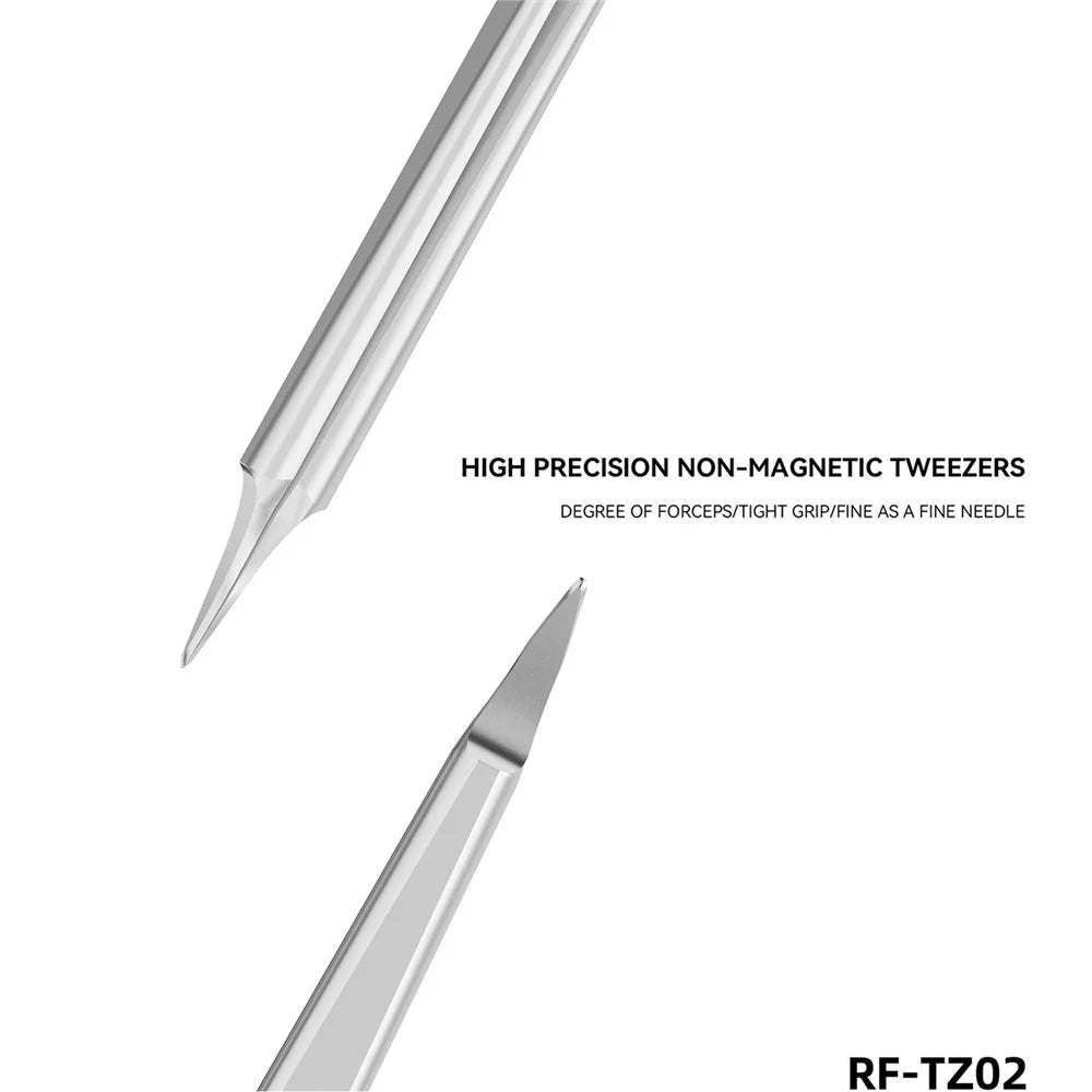 RF4 RF-TZ02 High Precision Tweezers Anti-Magnetic Stainless Steel Fine Tip Tweezers for PCB Electronics Repair - 3