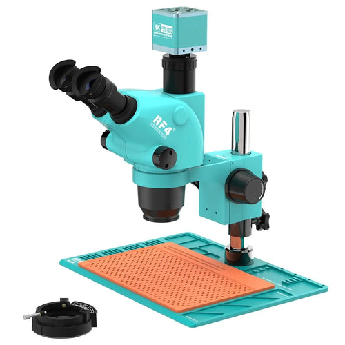 RF4 RF-6565-PO4 6.5X-65X Trinocular Stereo Microscope 4K Camera 144 LED Ring Light for PCB Electronics Repair - 1