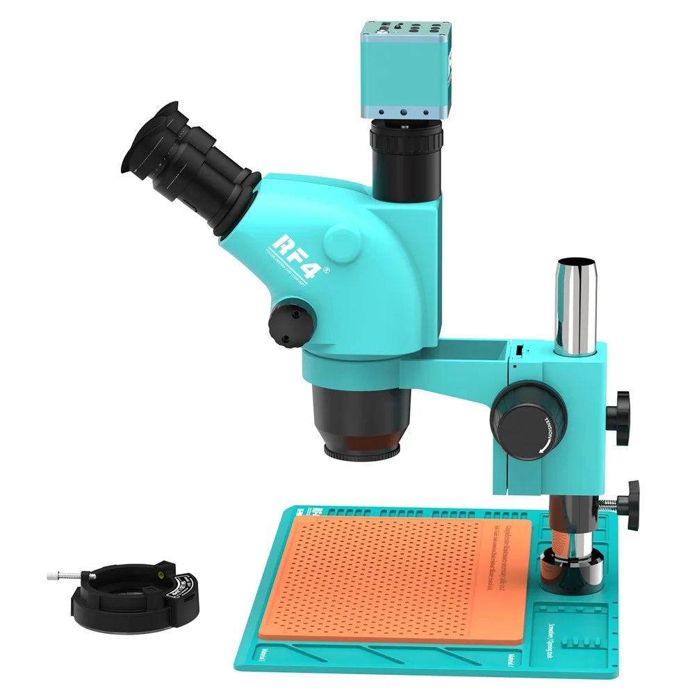 RF4 RF-6565-PO4 6.5X-65X Trinocular Stereo Microscope 4K Camera 144 LED Ring Light for PCB Electronics Repair - 4
