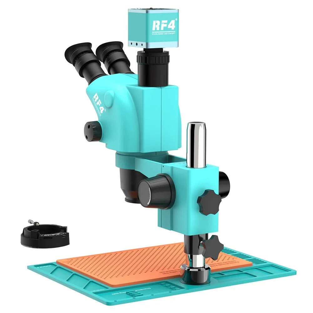 RF4 RF-6565-PO4 6.5X-65X Trinocular Stereo Microscope 4K Camera 144 LED Ring Light for PCB Electronics Repair - 6