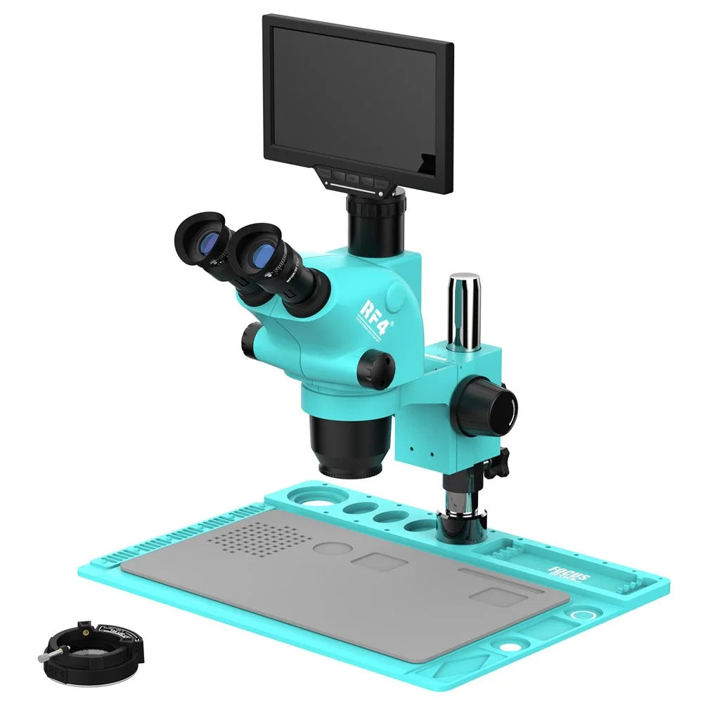 RF4 RF-6565TVD2-YS010W 6.5X-65X Trinocular Stereo Microscope with 10 inch HD Monitor for Electronics Repair - 1