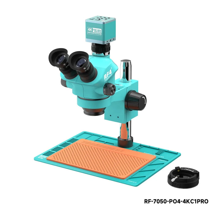 RF4 RF-7050-PO4-4K Stereo Microscope 4K HD Camera 7X-50X Zoom 144 LED Ring Light for PCB Repair - 2
