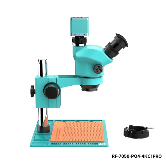 RF4 RF-7050-PO4-4K Stereo Microscope 4K HD Camera 7X-50X Zoom 144 LED Ring Light for PCB Repair - 5