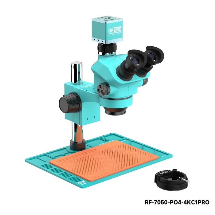 RF4 RF-7050-PO4-4K Stereo Microscope 4K HD Camera 7X-50X Zoom 144 LED Ring Light for PCB Repair - 6
