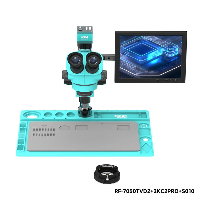 RF4 RF-7050TVD2+2KC2PRO+S010 2K HD Camera Trinocular Stereo Microscope 7-50X Zoom for PCB Repair - 4