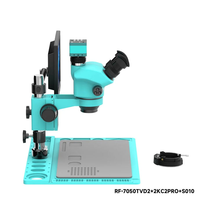 RF4 RF-7050TVD2+2KC2PRO+S010 2K HD Camera Trinocular Stereo Microscope 7-50X Zoom for PCB Repair - 5