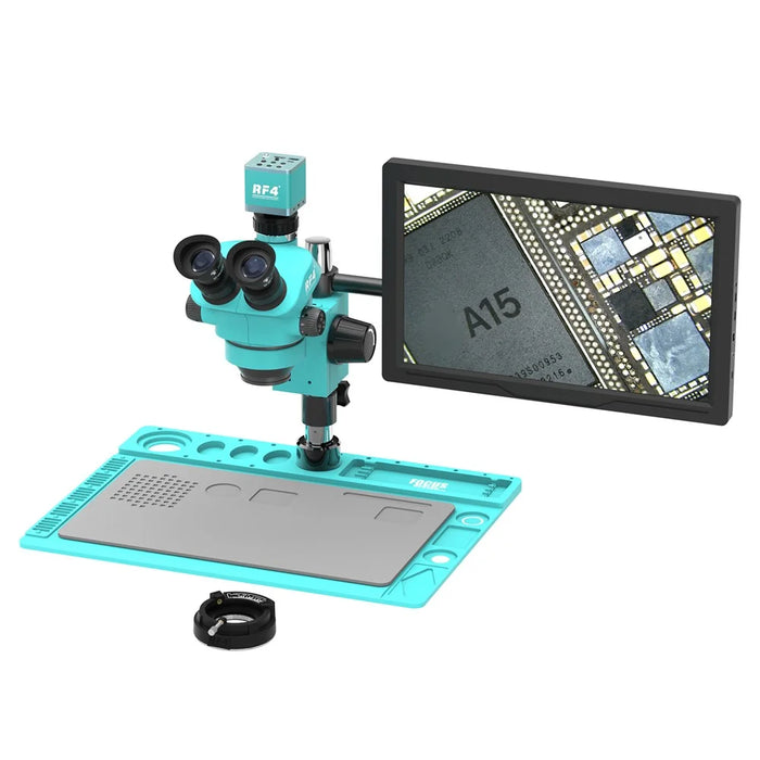 RF4 RF-7050TVD2+4KC1PRO+M156 4K Stereo Microscope Trinocular Zoom 7-50X with 15.6inch HD Display for PCB IC Repair - 1