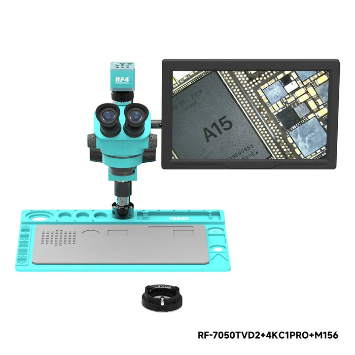 RF4 RF-7050TVD2+4KC1PRO+M156 4K Stereo Microscope Trinocular Zoom 7-50X with 15.6inch HD Display for PCB IC Repair - 3