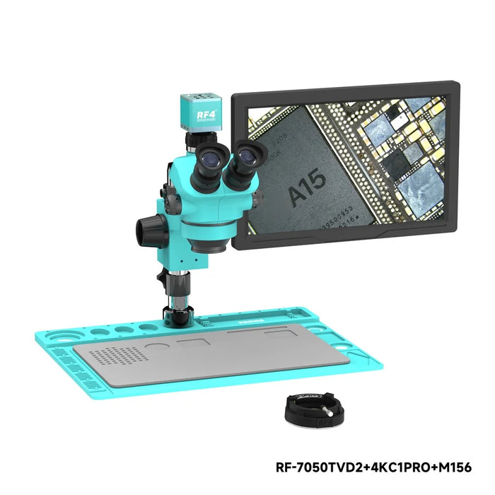 RF4 RF-7050TVD2+4KC1PRO+M156 4K Stereo Microscope Trinocular Zoom 7-50X with 15.6inch HD Display for PCB IC Repair - 4
