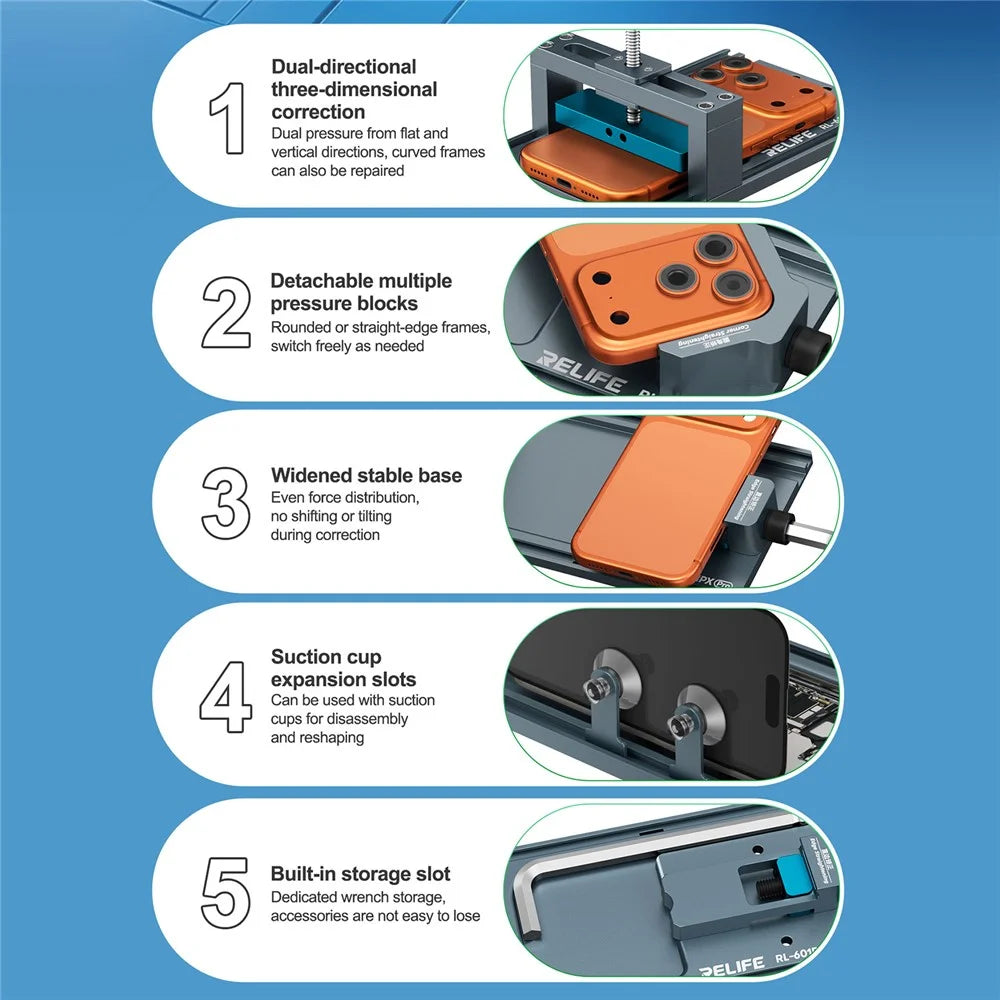 RELIFE RL-601PX Pro Multifunctional Border Corrector Phone Frame Repair Fixture with Detachable Blocks - 4