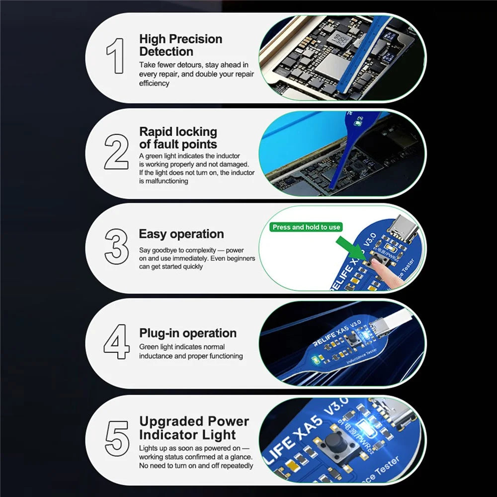 RELIFE XA5 V3.0 Inductance Multifunction Tester Electromagnetic Induction Fault Detector - 3