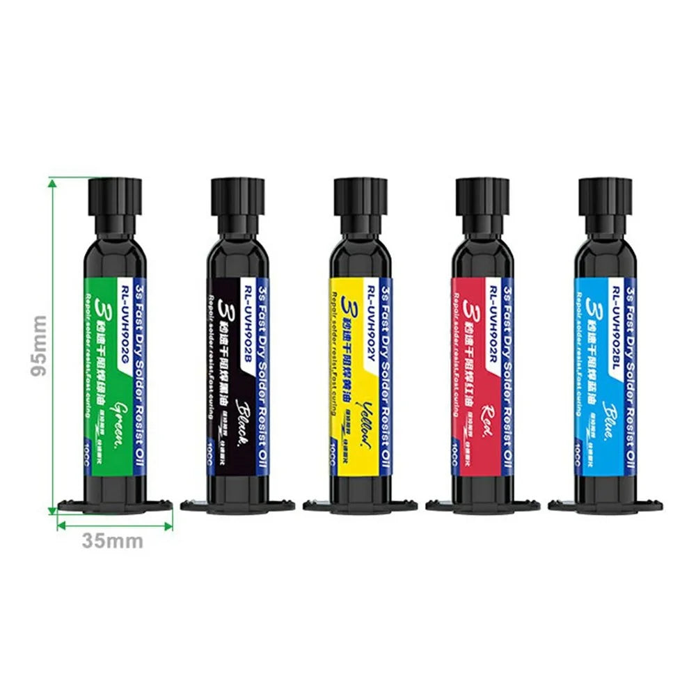 RELIFE RL-UVH902G 3S Quick Dry Curing Solder Resist Oil 10CC for PCB Repair - Green - 6