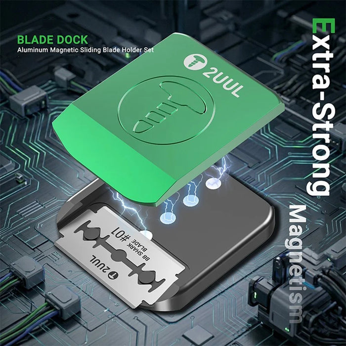 2UUL BL05 Blade Dock Aluminum Magnetic Sliding Blade Holder Set with 10Pcs Blades - 2