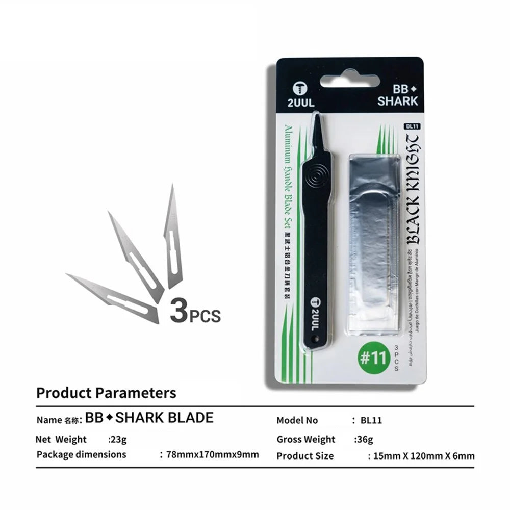 2UUL BL11 Aluminum Alloy Blade Handle Set with 3Pcs Blades for Phone Repair - 7