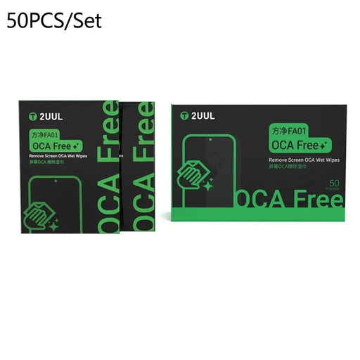 2UUL FA01 50Pcs OCA Free Screen Glue Remover Wet Wipes for Phone LCD Repair Clean Cloth - 1