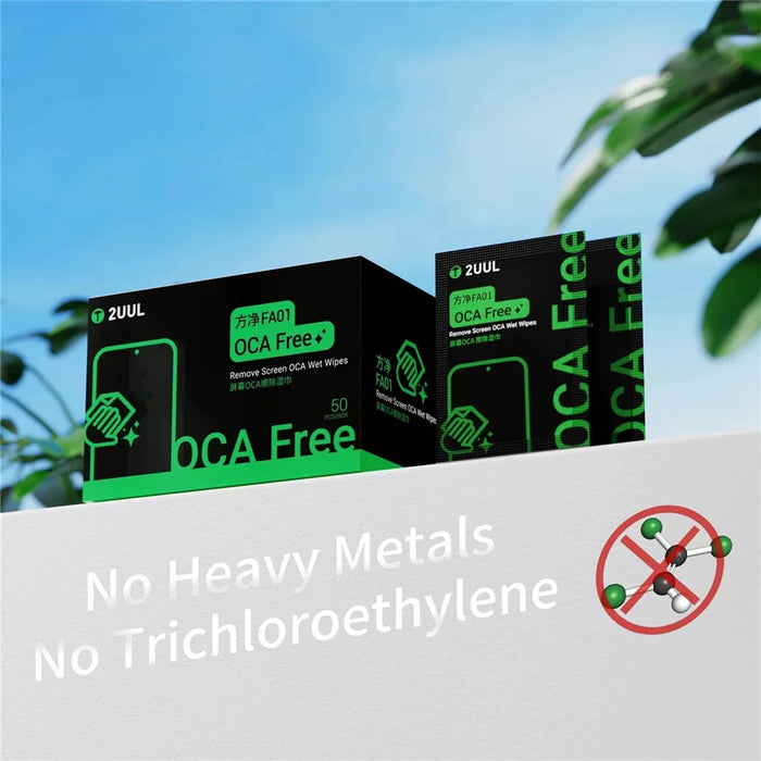 2UUL FA01 50Pcs OCA Free Screen Glue Remover Wet Wipes for Phone LCD Repair Clean Cloth - 5