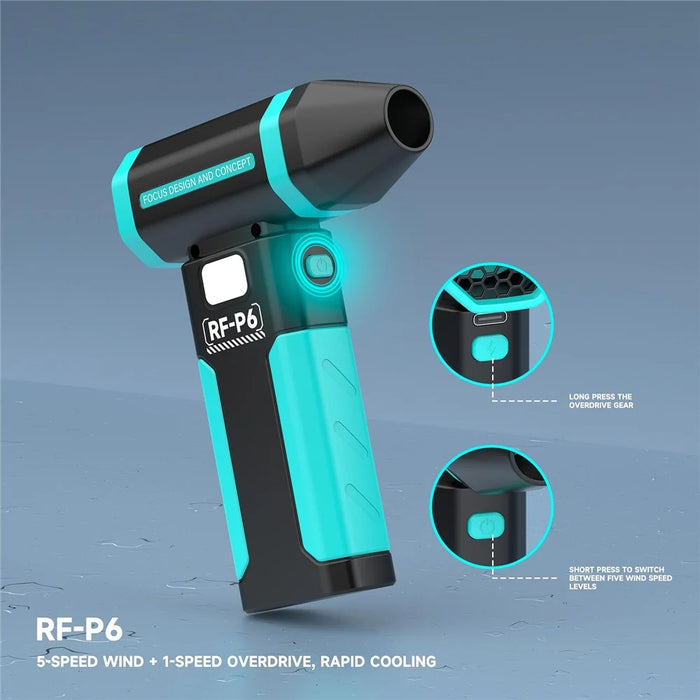 RF4 RF-P6 Portable Rechargeable Dust Removal Fan 6000mAh 42m / s Fan with LED Night Light - 4